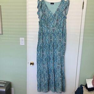 Lane Bryant Blue Sleeveless V-Neck Maxi Sundress